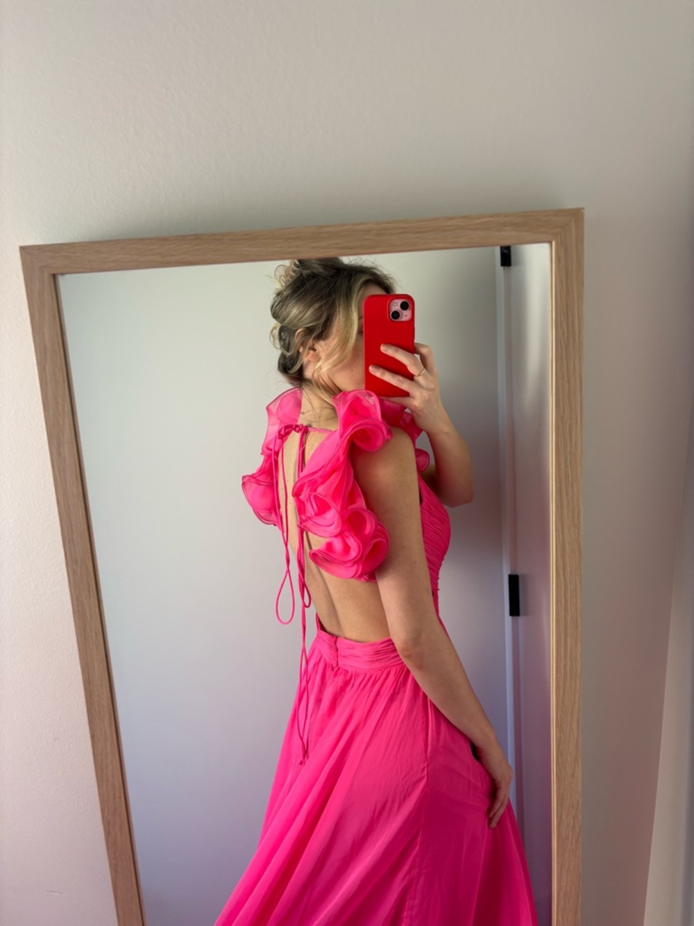 Mac Duggal hot pink ruffle gown / prom dress / bridesmaid dress - Picture 5 of 12